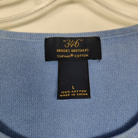 346 Brooks Brothers Supima Cotton Women's Sweater Size L Blue Argyle Tennis Prep - Picture 2 of 6